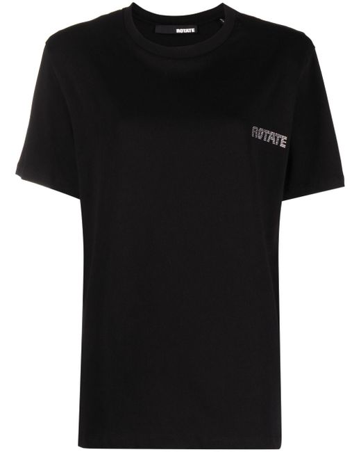 Rotate rhinestone-logo organic-cotton T-shirt