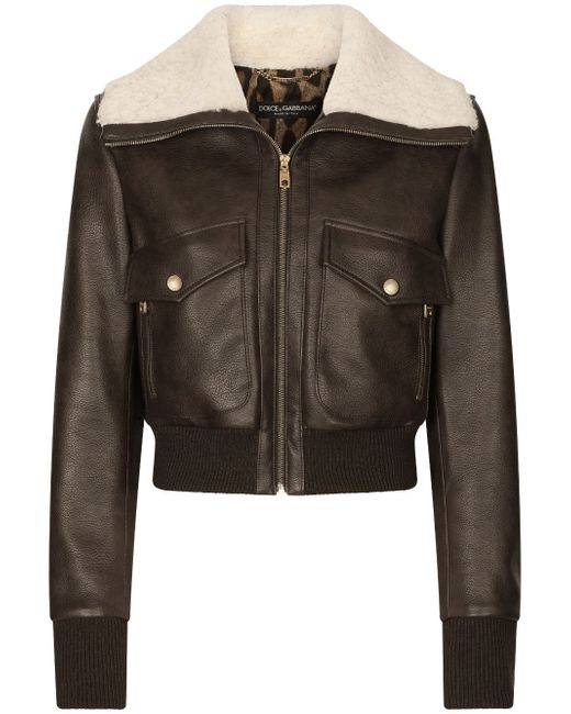 Dolce & Gabbana shearling-collar bomber jacket