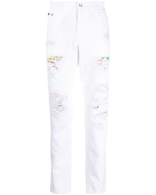Dolce & Gabbana ripped-detail tapered-leg jeans