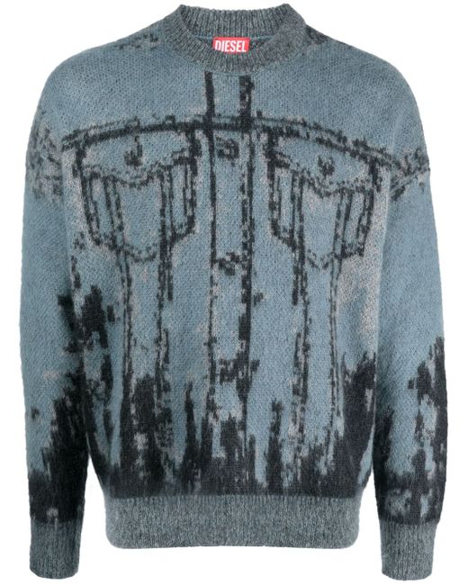 Diesel K-Patmos patterned-intarsia sweatshirt