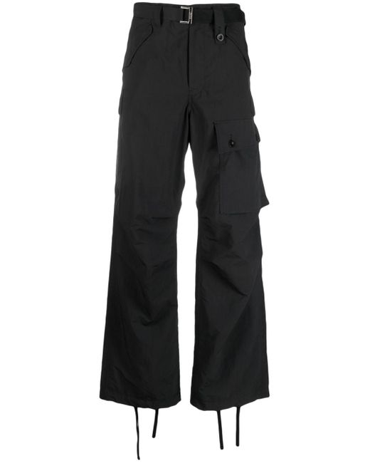 Sacai tapered-leg belted drawstring trousers