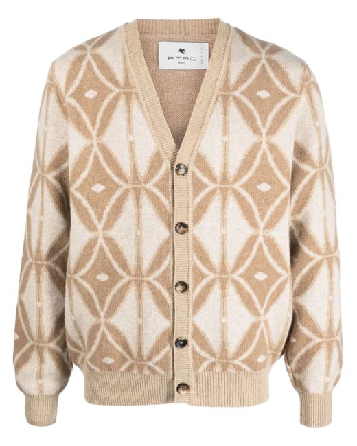 Etro patterned-jacquard wool cardigan