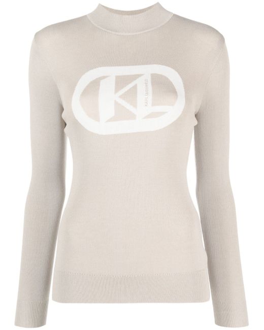 Karl Lagerfeld flocked ribbed-knit logo jumper
