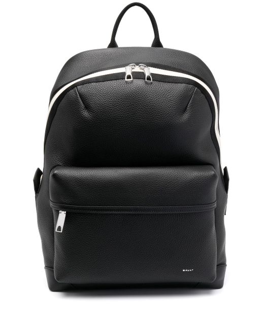 Bally debossed-logo pebbled-leather backpack