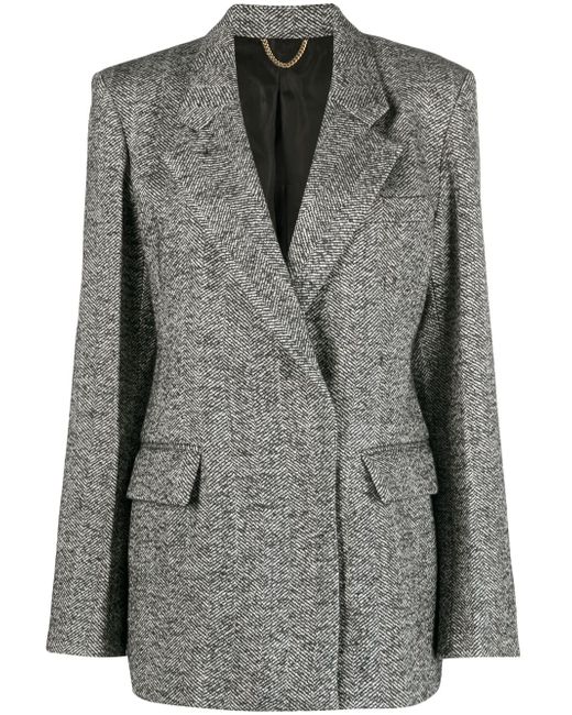 Victoria Beckham herringbone-pattern notched-lapels blazer