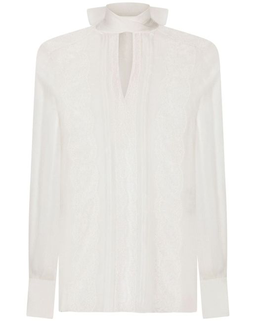 Dolce & Gabbana chantilly lace semi-sheer blouse
