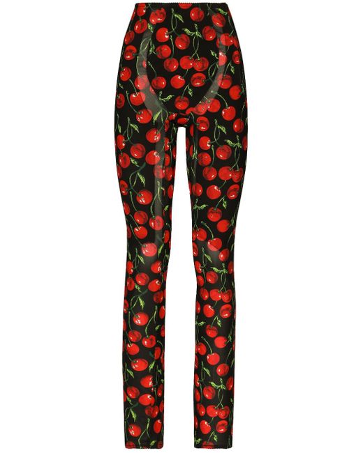 Dolce & Gabbana high-waisted cherry-print leggings