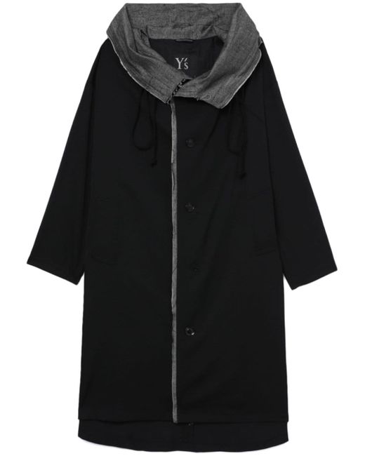 Y's contrast-lining hooded coat