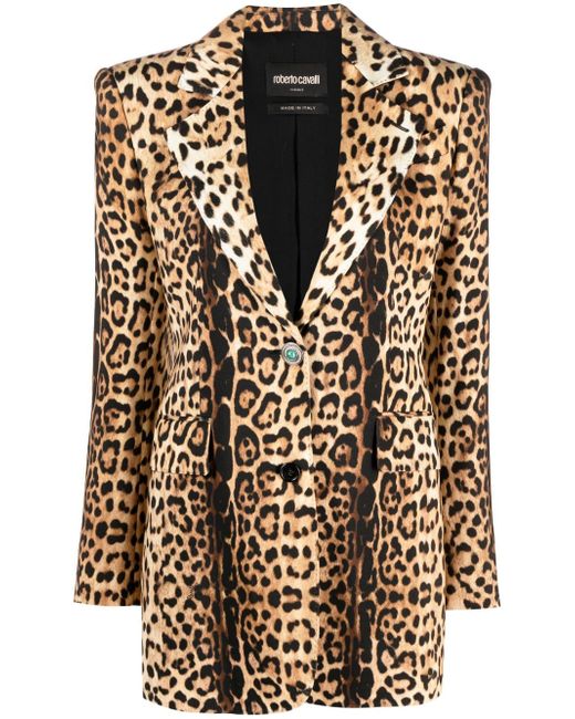 Roberto Cavalli leopard-print single-breasted blazer