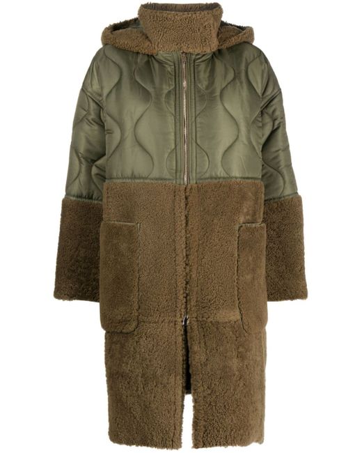 Blancha panelled quilted hooded jacket