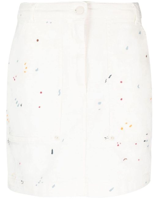 Emporio Armani paint-splatter short denim skirt