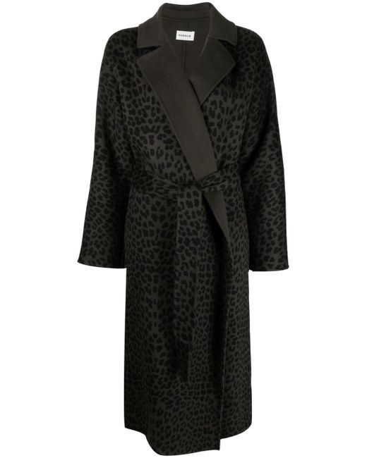 P.A.R.O.S.H. Cappotto leopard-print belted coat