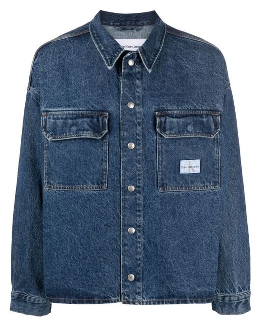 Calvin Klein Jeans logo-patch buttoned denim shirt