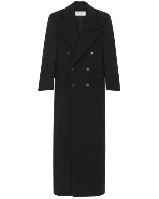 Saint Laurent long double-breasted buttoned wool coat