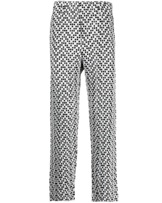 Homme Pliss Issey Miyake check-pattern straight-leg trousers
