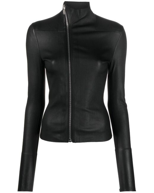 Rick Owens off-centre zip-up leather jacket