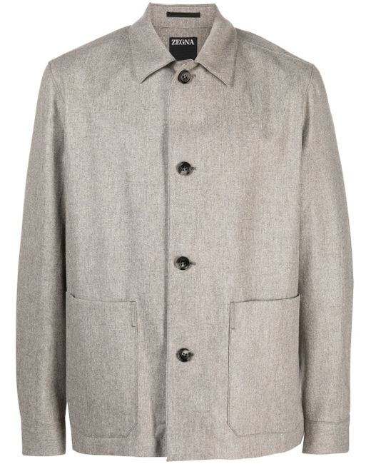 Z Zegna button-fastening wool shirt jacket
