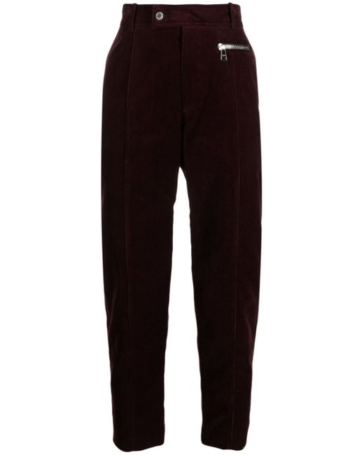 Balmain tapered-leg suede cropped trousers