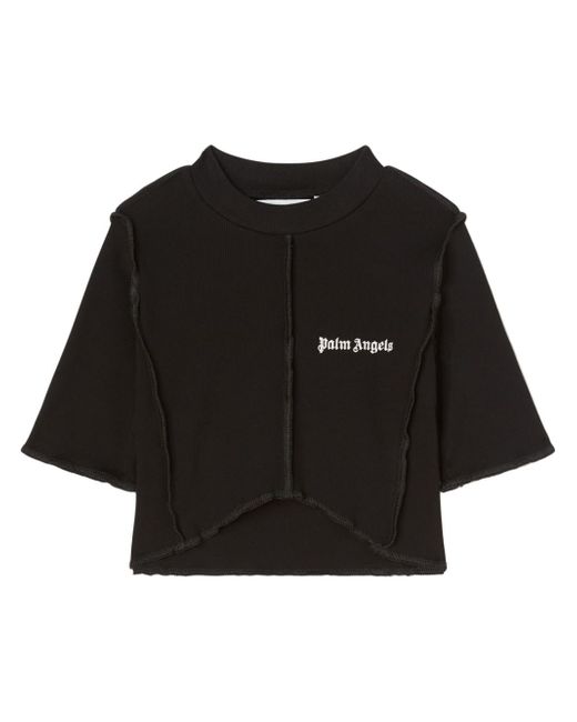 Palm Angels logo-print cropped top