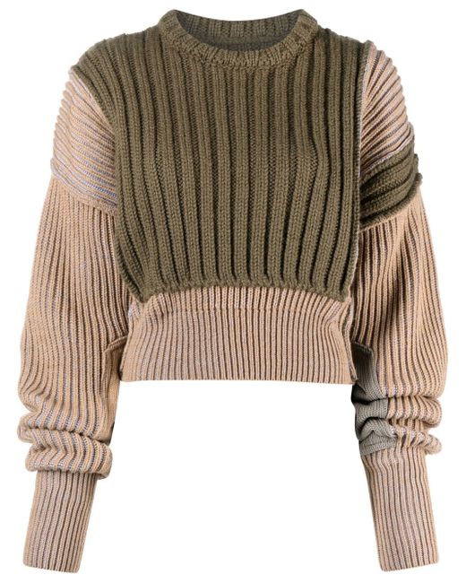 Mm6 Maison Margiela patchwork chunky ribbed-knit jumper