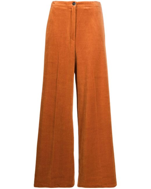 Forte-Forte pressed-crease velvet flared trousers