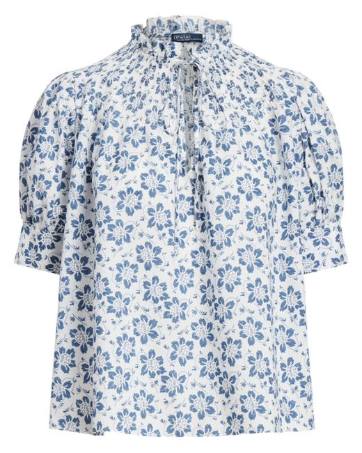 Polo Ralph Lauren floral-print frilled-collar blouse