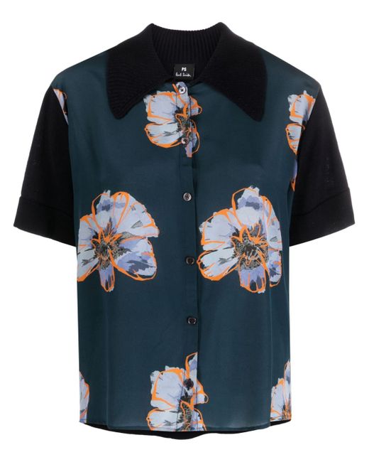 PS Paul Smith floral-print panelled shirt