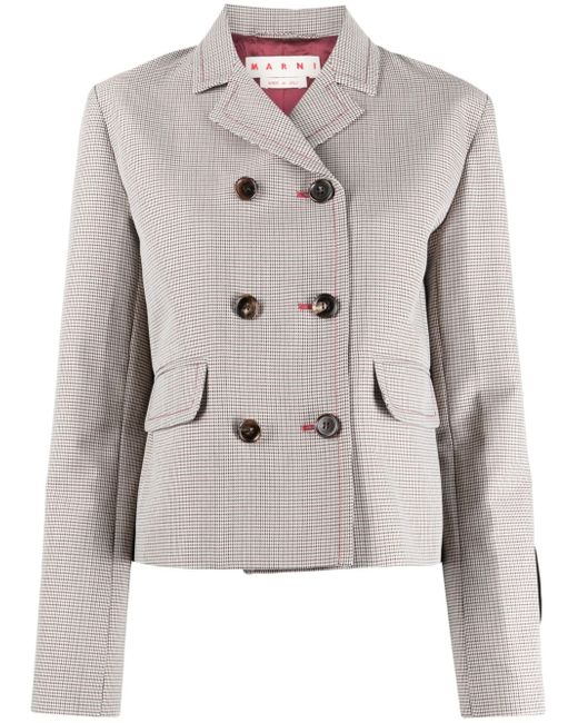 Marni houndstooth-pattern double-breasted blazer