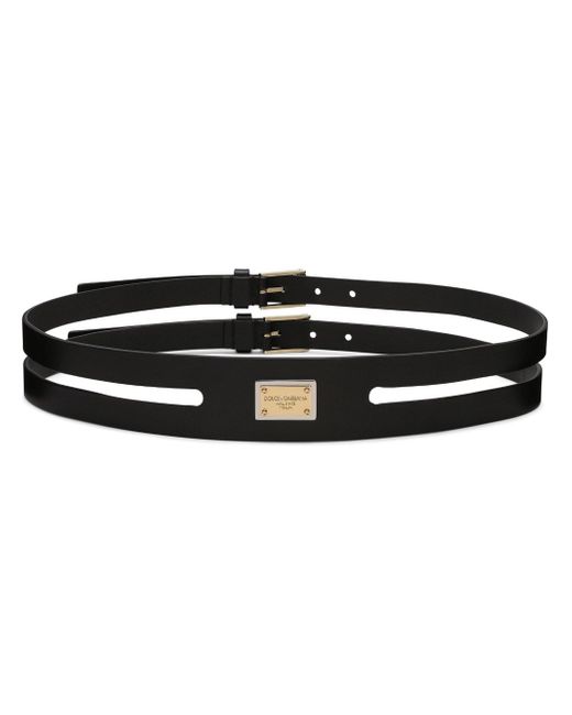 Dolce & Gabbana logo-plaque double-strap belt