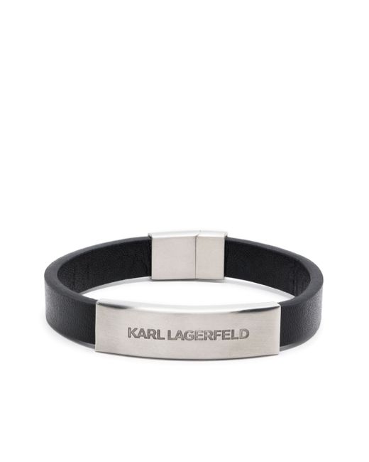 Karl Lagerfeld K/ID engraved-logo leather bracelet