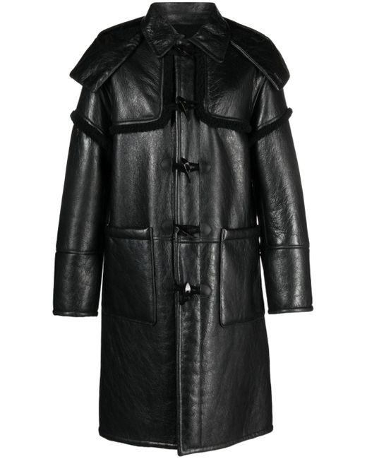 Roberto Cavalli smooth-grain leather duffle coat