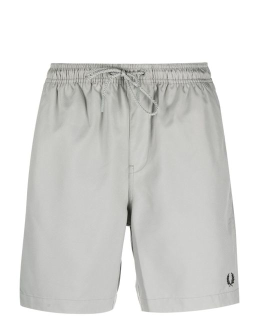 Fred Perry logo-embroidered drawstring swim shorts