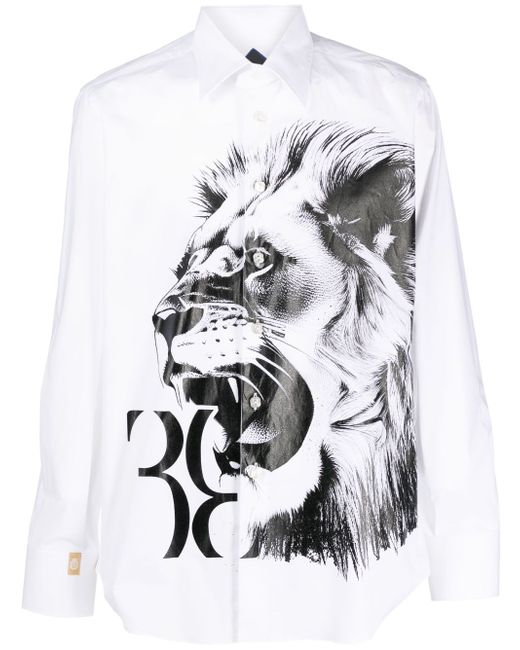 Billionaire lion-print long-sleeve shirt