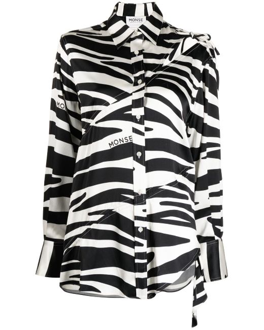 Monse zebra-print slashed-detail shirt