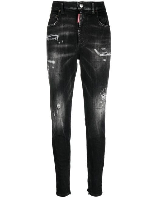Dsquared2 ripped high-waisted jeans