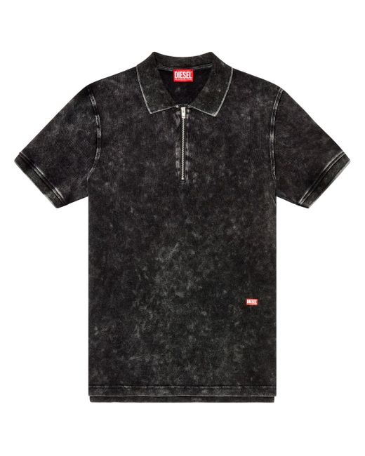 Diesel T-Smith-Zip acid-washed polo shirt