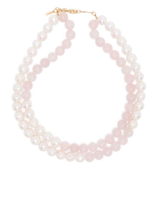 Completedworks Some Lost Time pearl and quartz beaded necklace