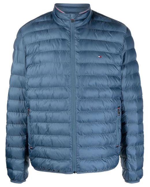 Tommy Hilfiger logo-patch zipped puffer jacket