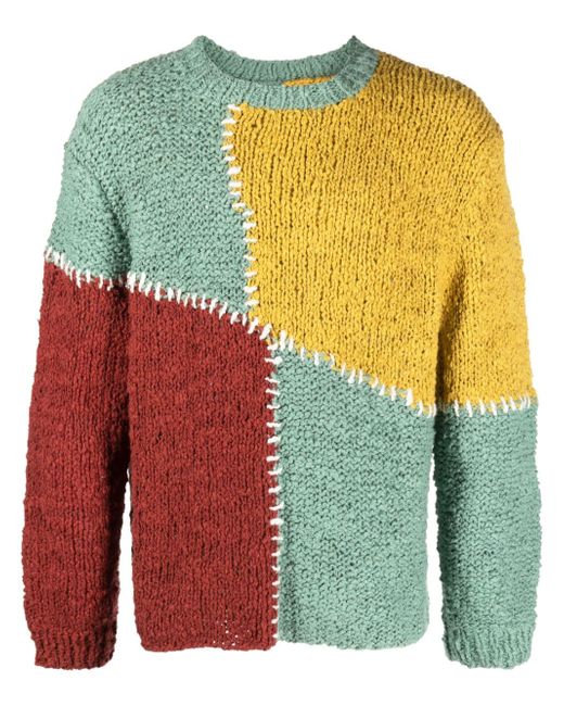 The Elder Statesman decorative-stitching knitted cotton jumper