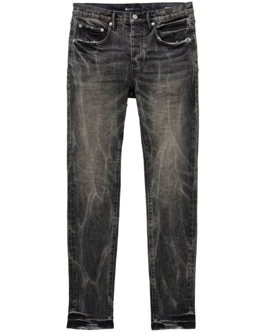 Purple Brand acid-wash low-rise skinny jeans