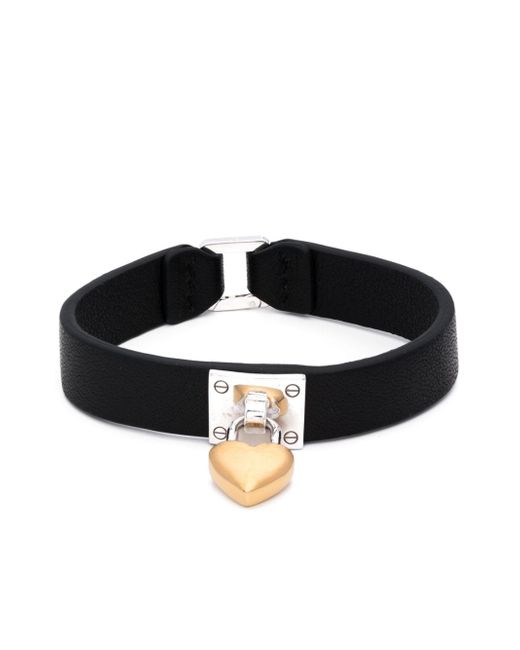 Ambush heart-padlock leather bracelet