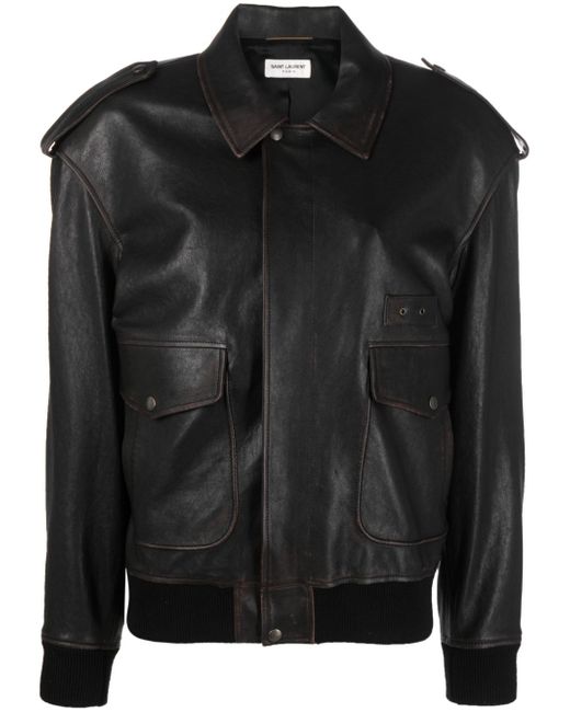 Saint Laurent point-collar leather jacket