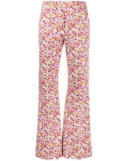 La Double J. Saturday floral-print flared trousers