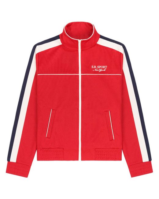 Sporty & Rich stripe-detail zip-up track jacket