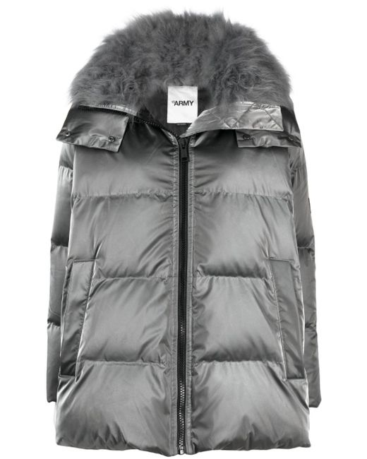 Yves Salomon hooded zip-up quilted down coat