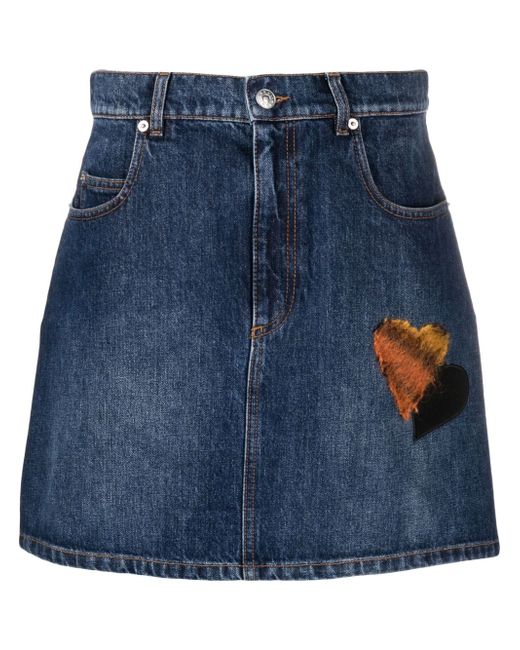 Marni heart-appliqué denim miniskirt