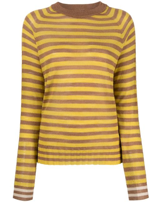 Alysi round-neck striped knitted top