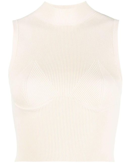 Sandro ribbed-knit cropped top