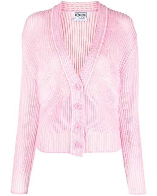 Moschino Jeans button-up ribbed-knit cardigan