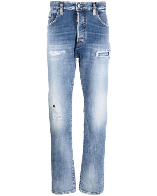 Dsquared2 ripped-detail straight-leg jeans